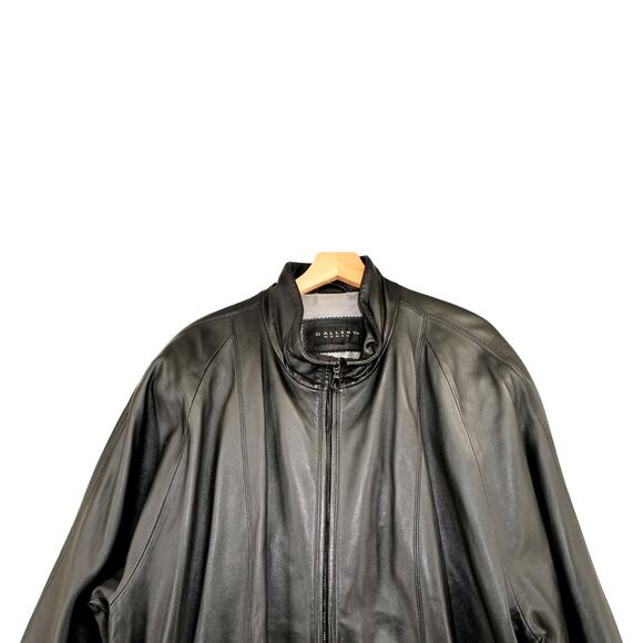 Gallery Woman Genuine Leather Long Black Coat Jacket Size L (Fits XL) - Picture 5 of 13